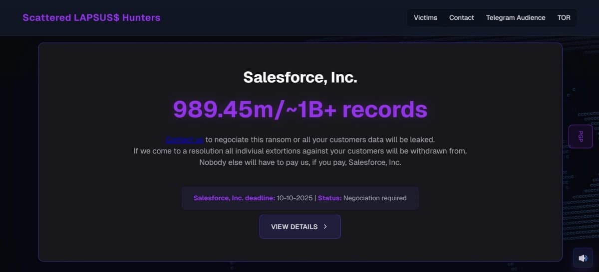 Scattered LAPSUS$ Hunters Claims Massive Salesforce Breach: 1 Billion Records Allegedly Stolen
