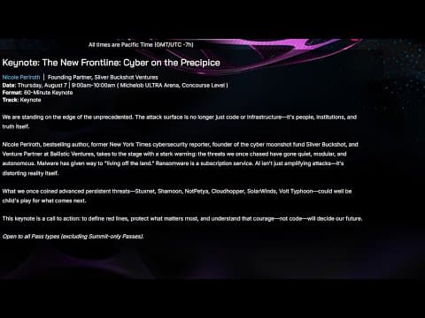 Nicole Perlroth's Keynote at Black Hat Conference Highlights Cybersecurity Challenges
