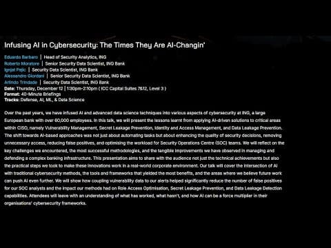 New Video from @BlackHatOfficialYT: ING Bank Experts Discuss AI Integration in Cybersecurity