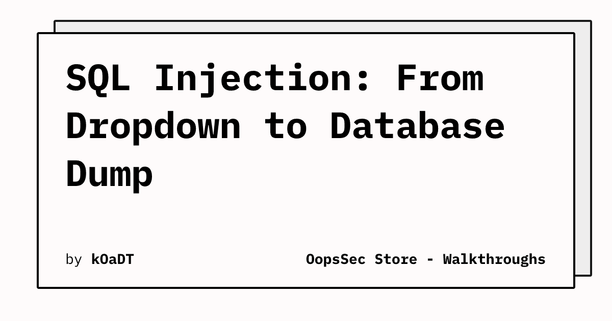Article Details SQL Injection Vulnerability in OopsSec Store