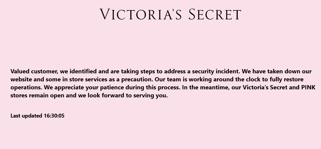 Victoria’s Secret Website Offline Following Cyberattack
