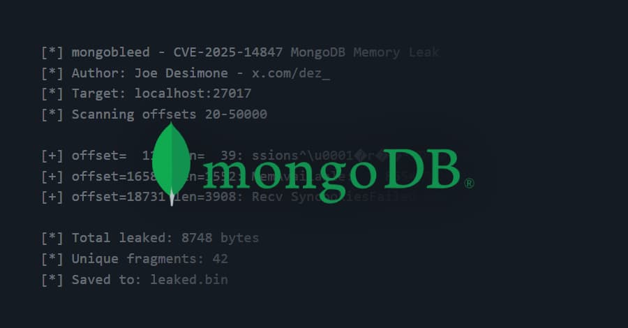 Critical MongoDB Vulnerability (CVE-2025-14847) Actively Exploited - 87,000 Instances at Risk