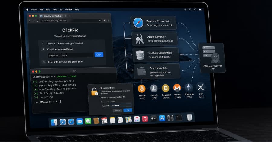ClickFix-Style Attacks Distribute Go-Based macOS Malware Targeting Cryptocurrency and Credentials