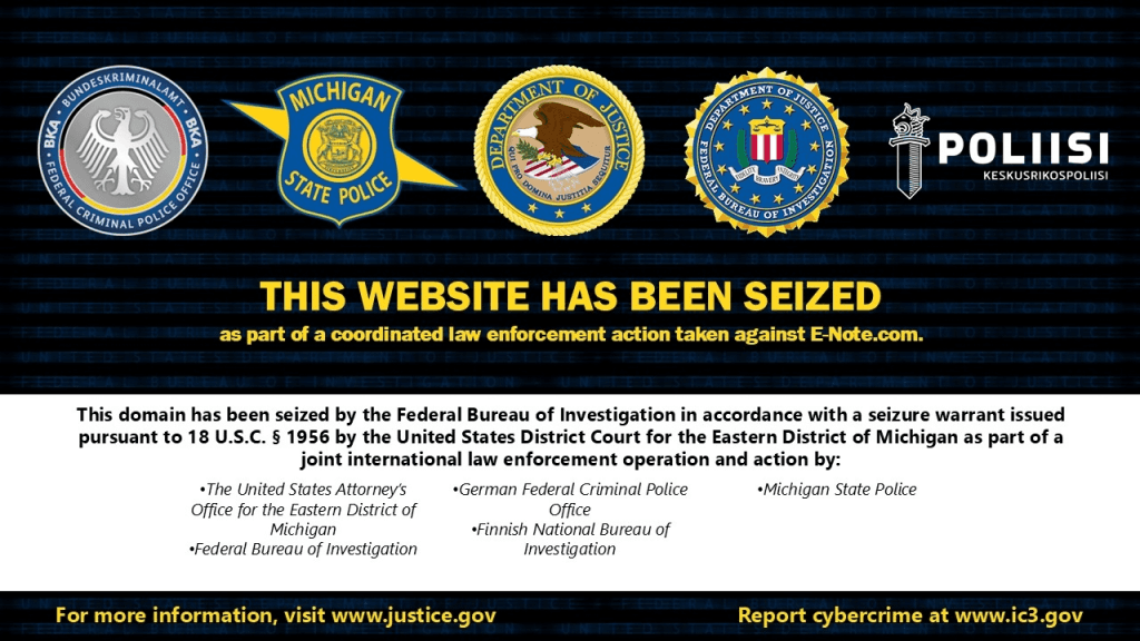 FBI and International Police Dismantle E-Note Cryptocurrency Exchange Used for Money Laundering