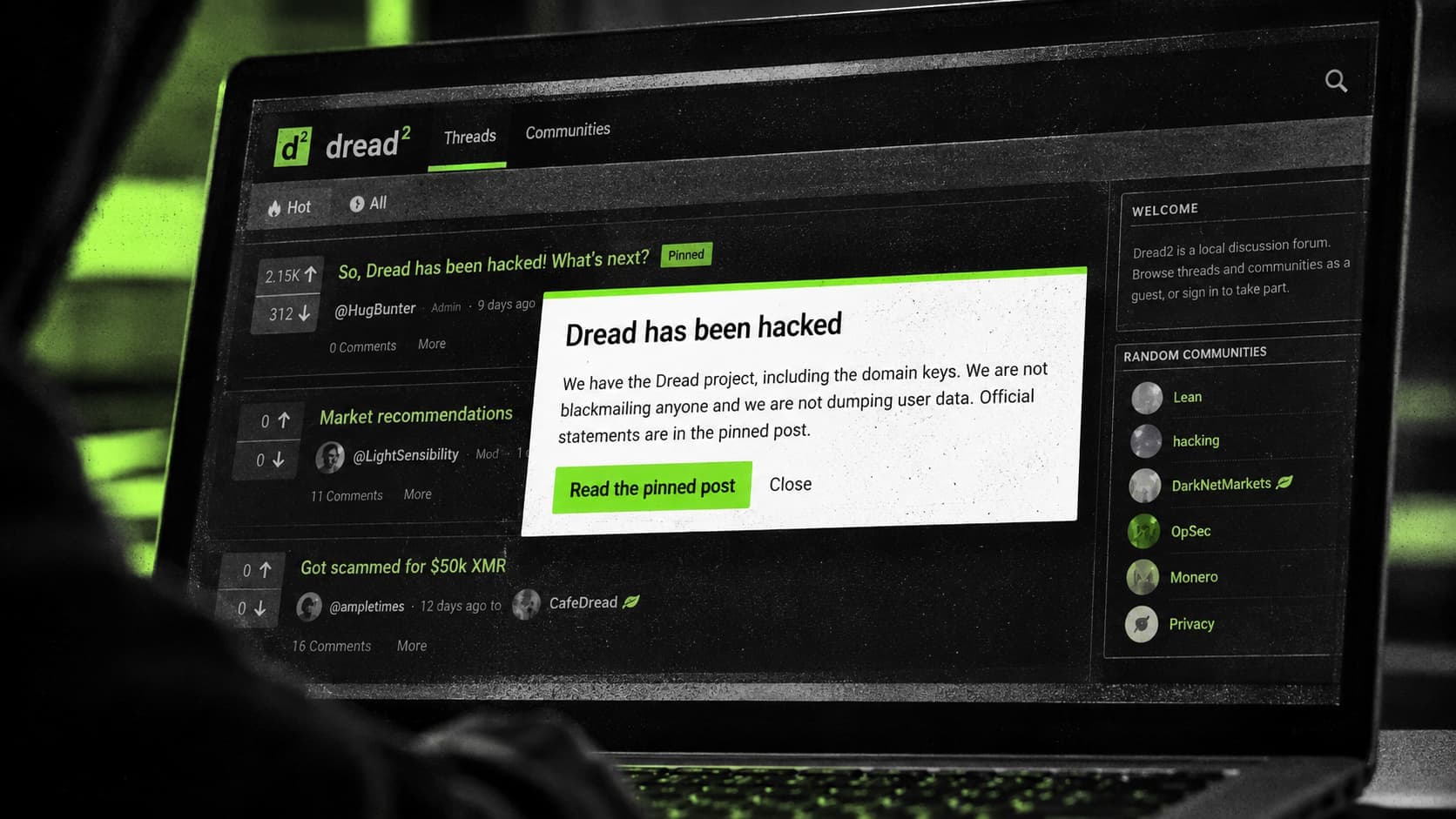 Dread Dark Web Forum Hijacked with Domain Keys Compromised