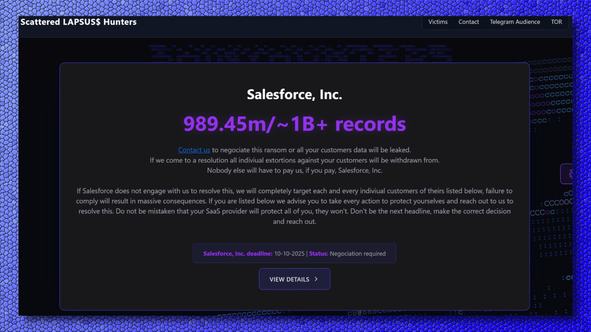 Cybercriminals Exploit Salesforce Data Theft to Extort 39 Prominent Companies via Darknet Leaksite