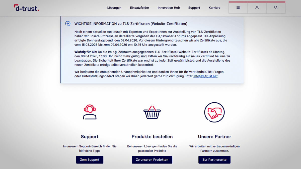 D-Trust Mandates TLS Certificate Replacement by Easter Monday