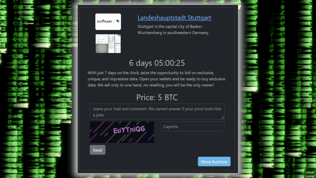 Cybercriminal Group Rhysida Claims Data Theft from Stuttgart's IT Systems