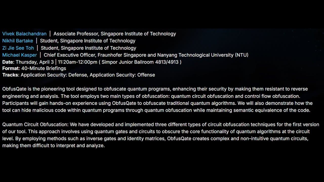 New Video from @BlackHatOfficialYT Introduces "Offiscate" for Quantum Algorithm Protection