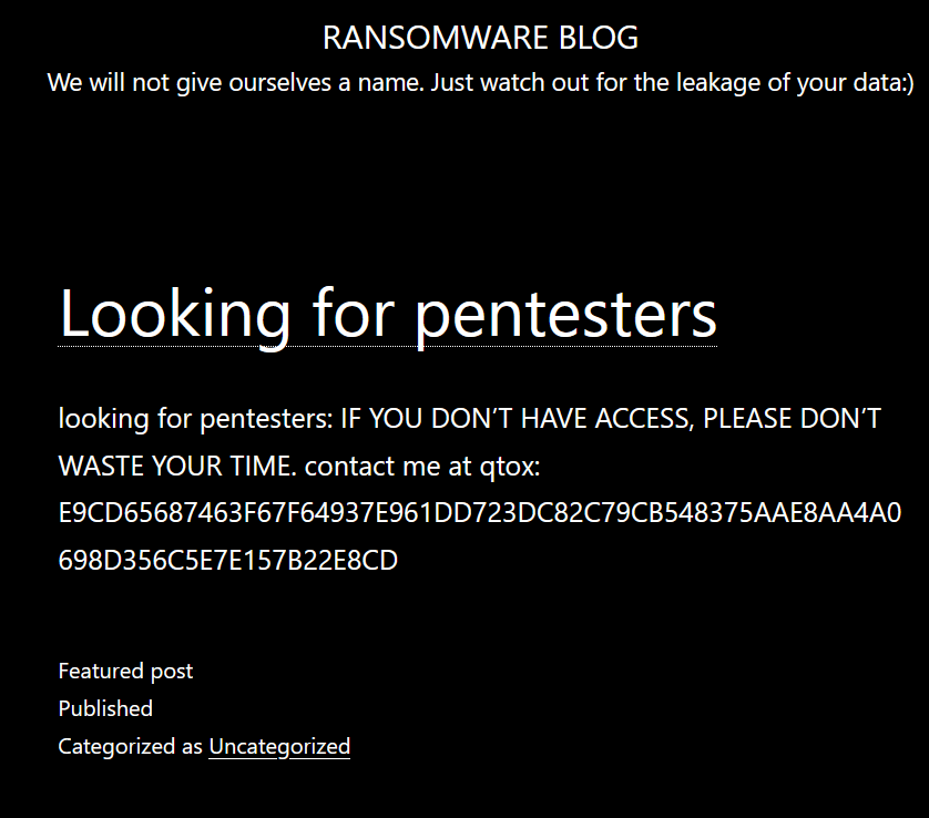 MedusaLocker Ransomware Group Seeks Pentesters to Enhance Attack Capabilities