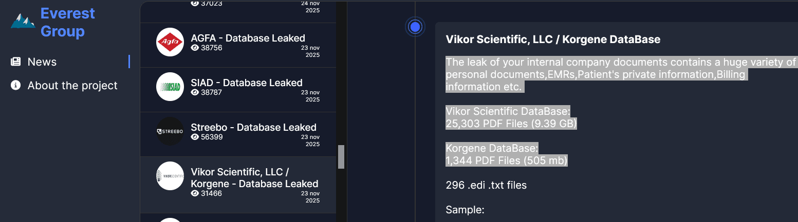 Everest Ransomware Group Claims Responsibility for Cyberattack on Vikor Scientific