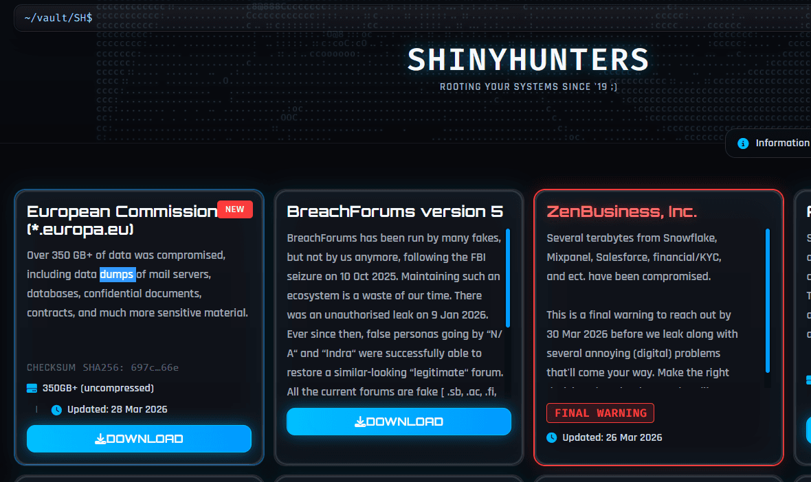 ShinyHunters Claims Responsibility for European Commission Data Breach